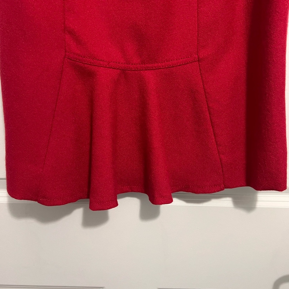 WHBM WOOL BLEND SKIRT SUIT WITH ROSETTE LAPEL PIN- RED-SIZE 8 - Picture 12 of 16